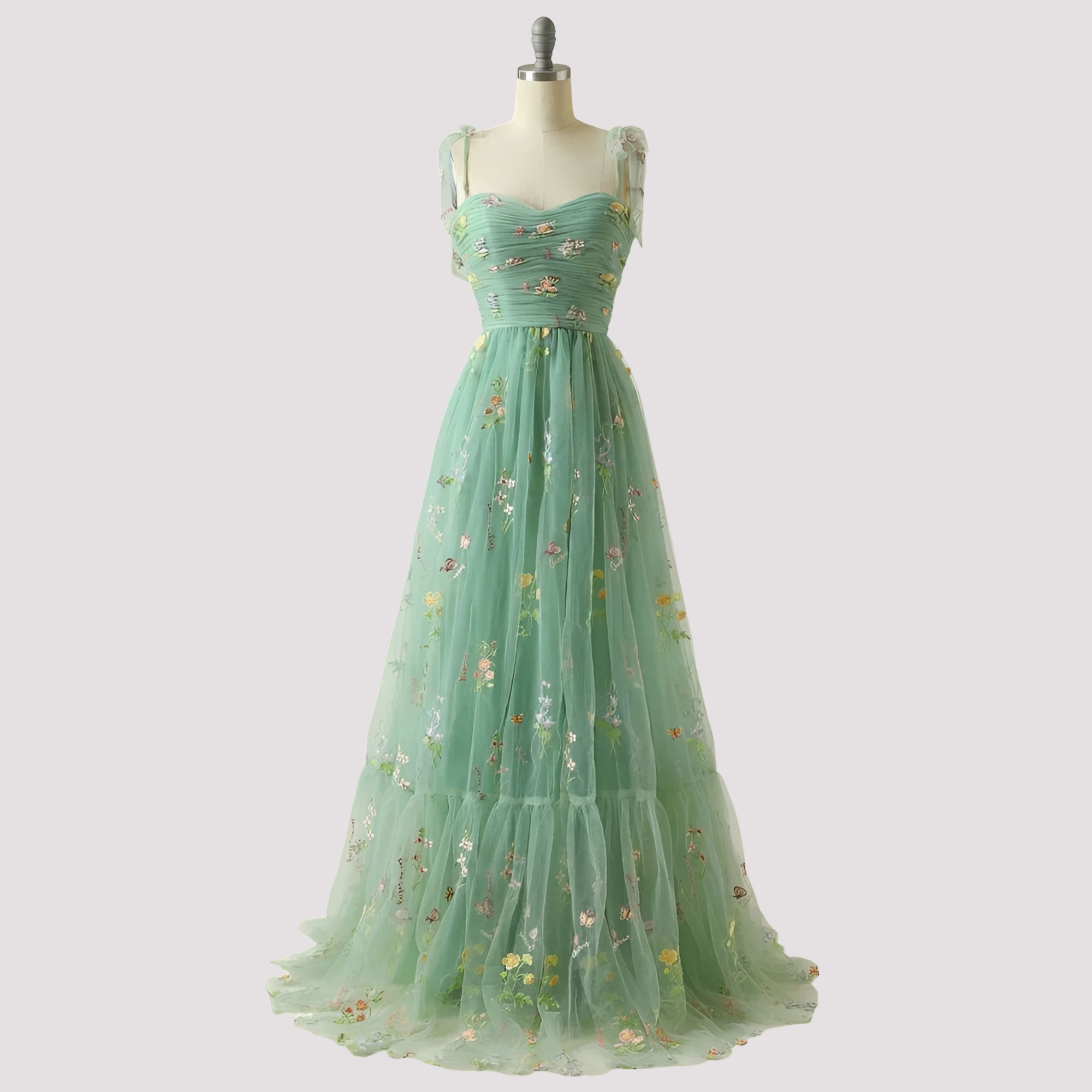 Livia - Elegant Ball Gown with Floral Embroidery