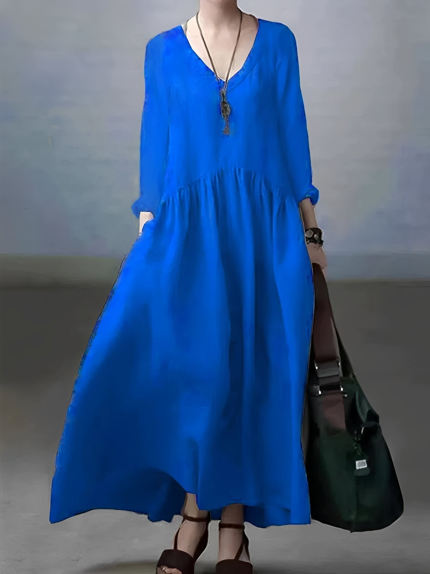 Lindy - Women's casual, loose V-neck dress