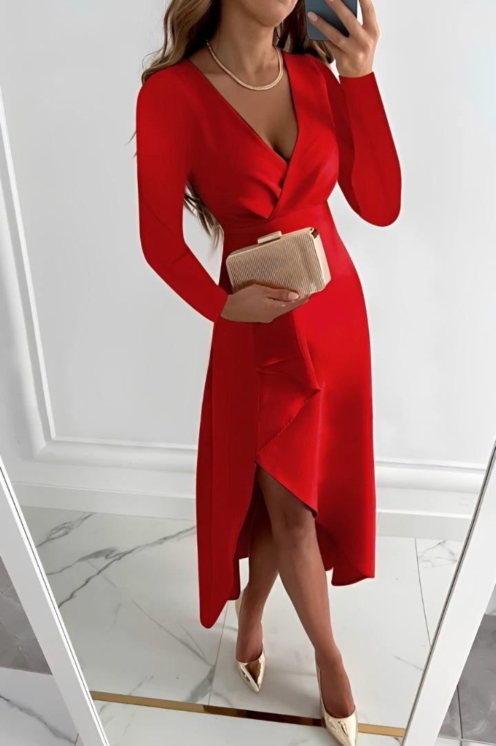 Gracie - Stylish Long Sleeve Midi Dress
