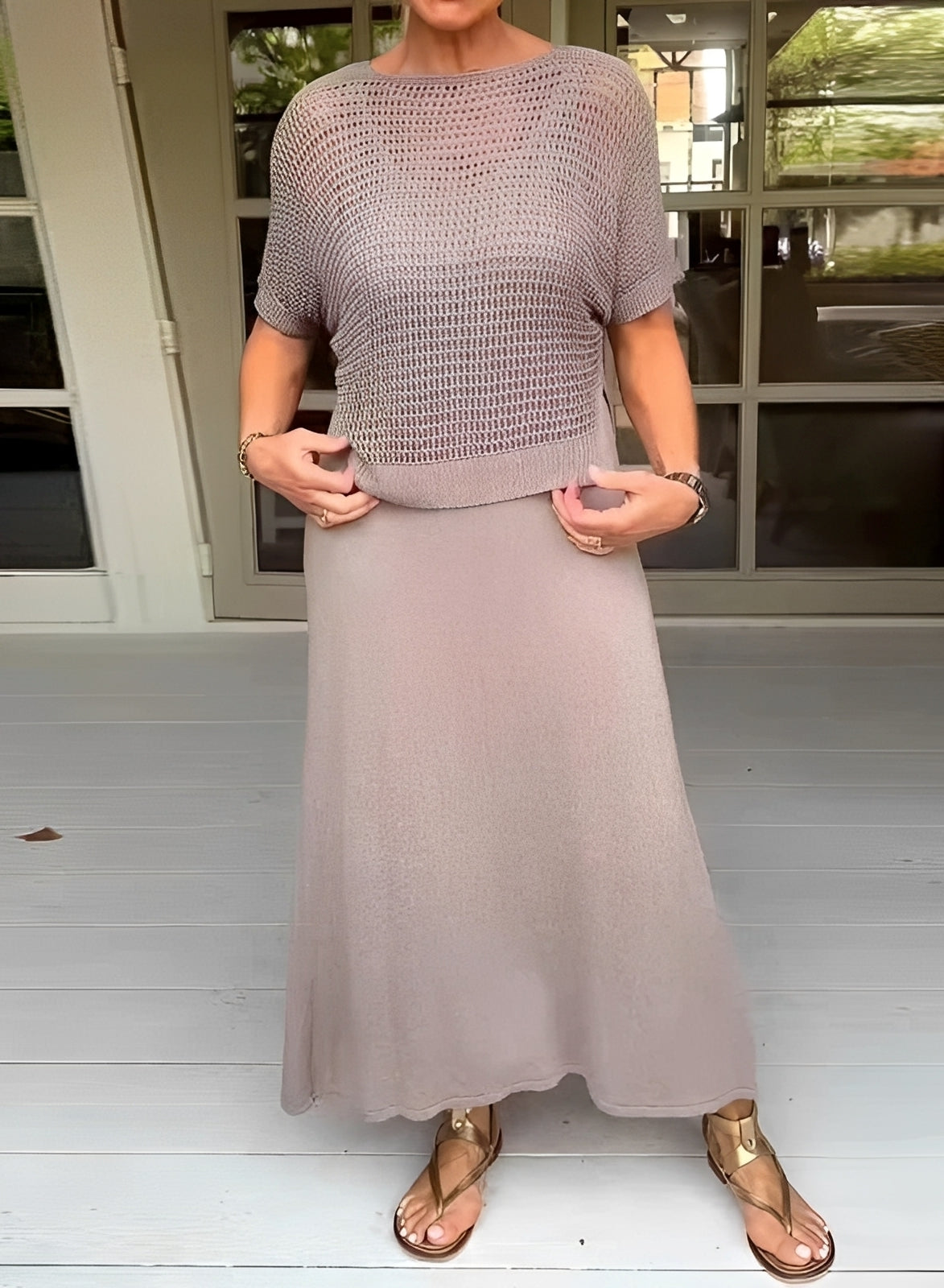 Darcie - Casual, perforated 2-piece set for women