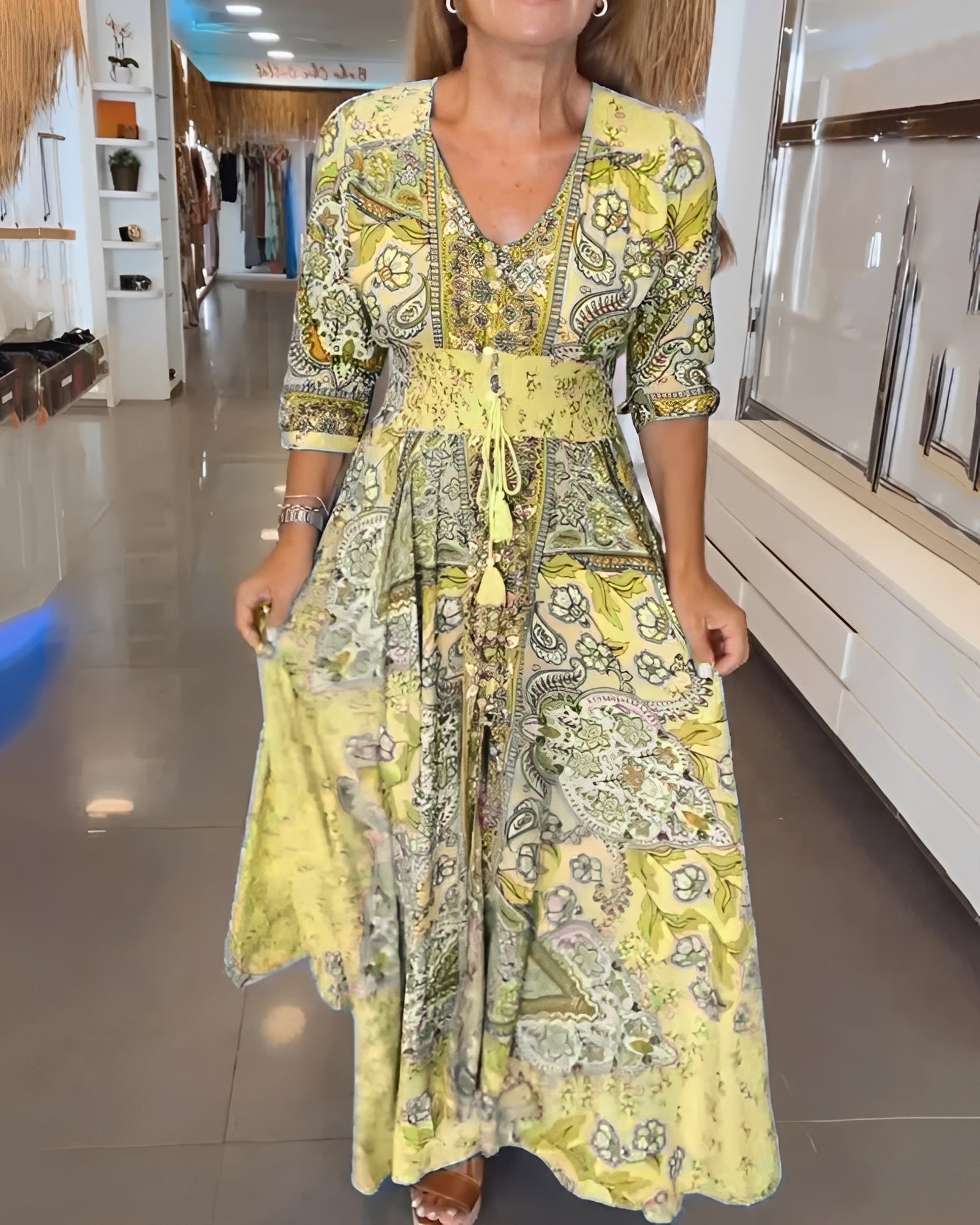 Jasmin - Chic V-Neck Printed Dress for Women