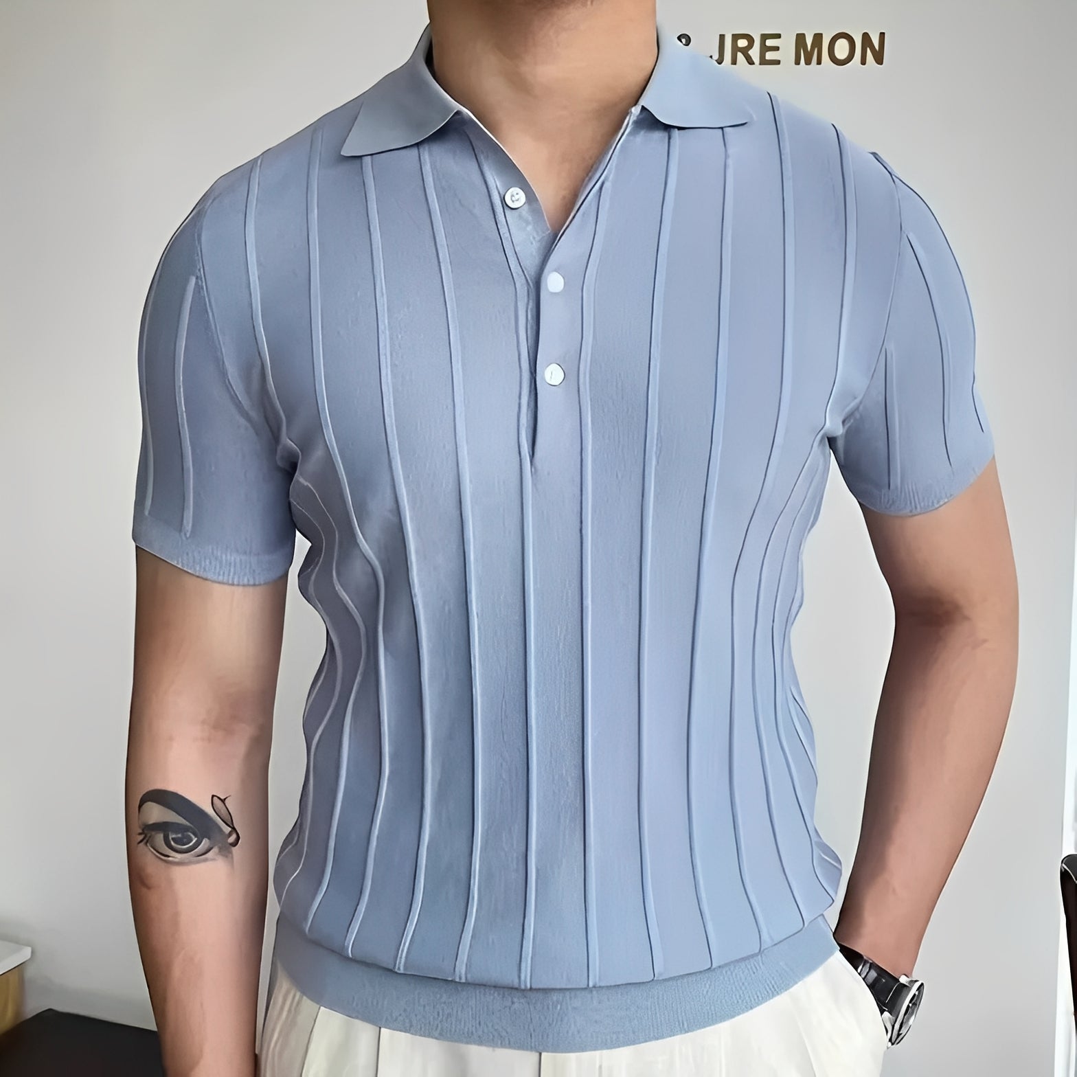 Joss - Trendy men's shirt with striped collar