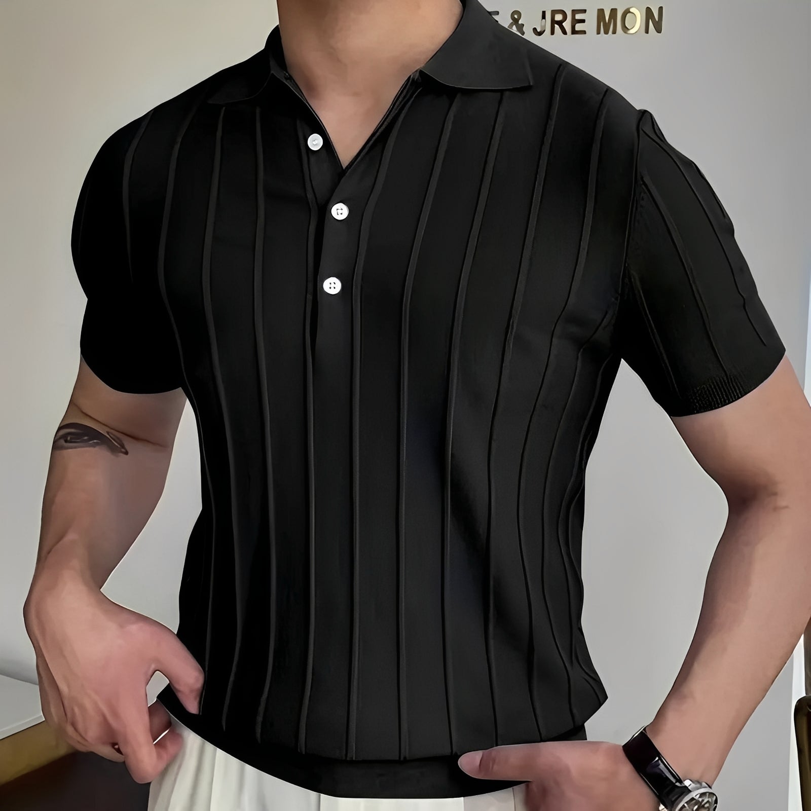 Joss - Trendy men's shirt with striped collar