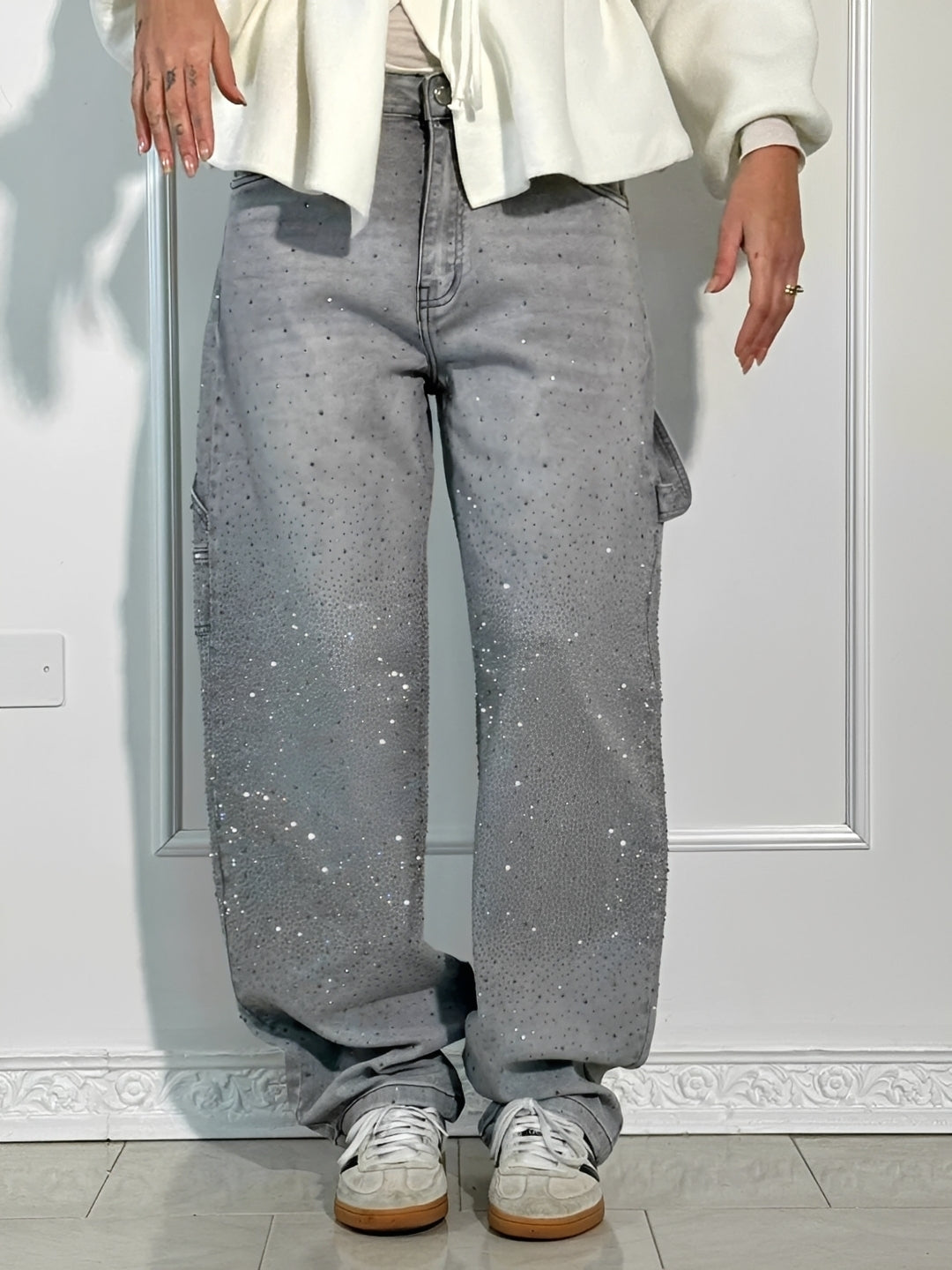 Sami - Fashionable Wide-Leg Jeans with Sparkle