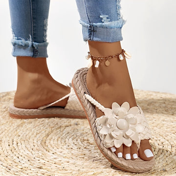 Saira - Casual Flip-Flops with Woven Accent