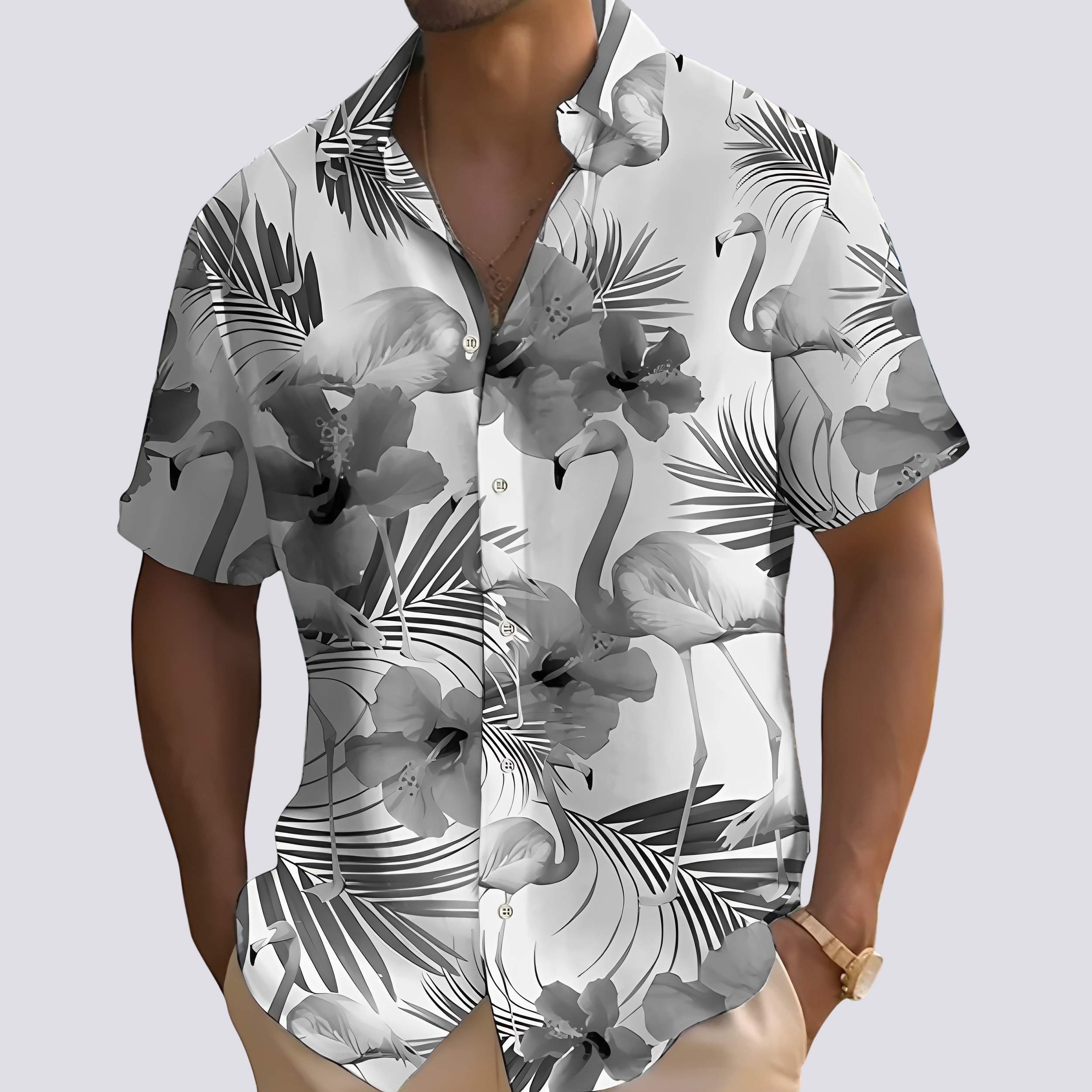 Philip - Trendy men's polo shirt with a Hawaiian design