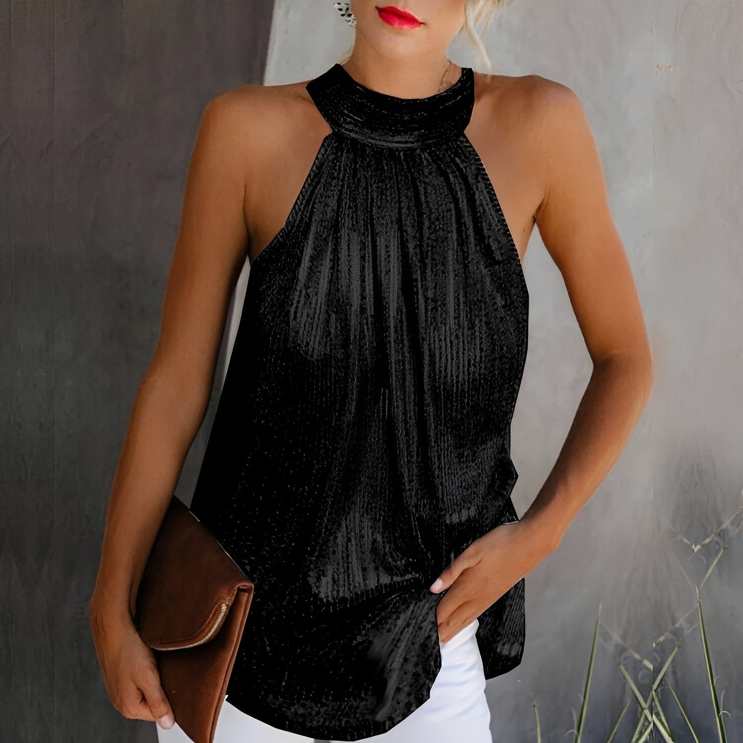Loni - Fashionable Sparkling Halter Top