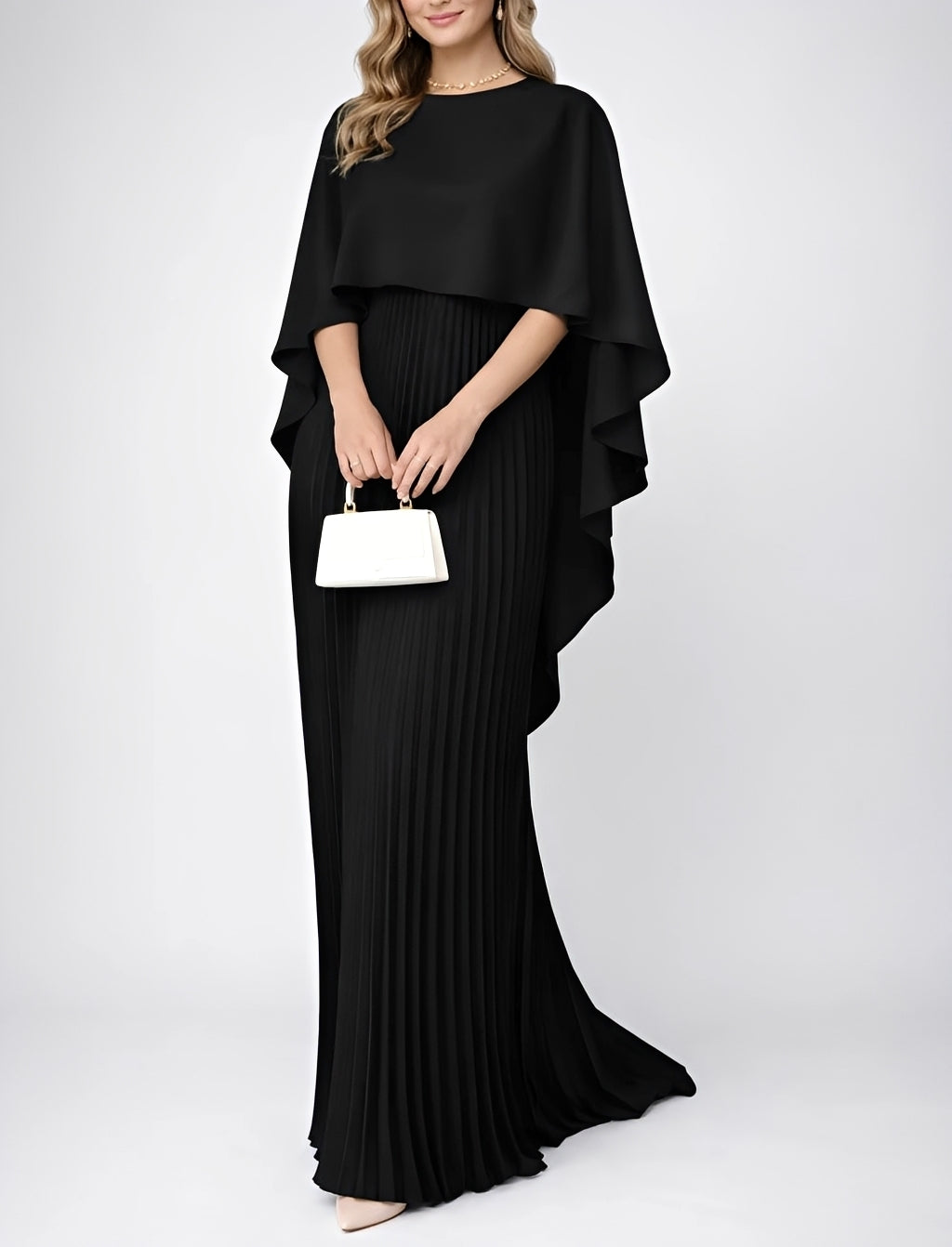 Zuzanna - Graceful Pleated Chiffon Long Dress