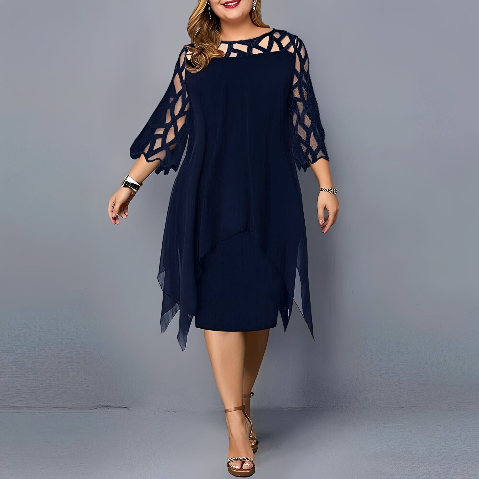 Eleanor - Fashionable Chiffon Midi Dress
