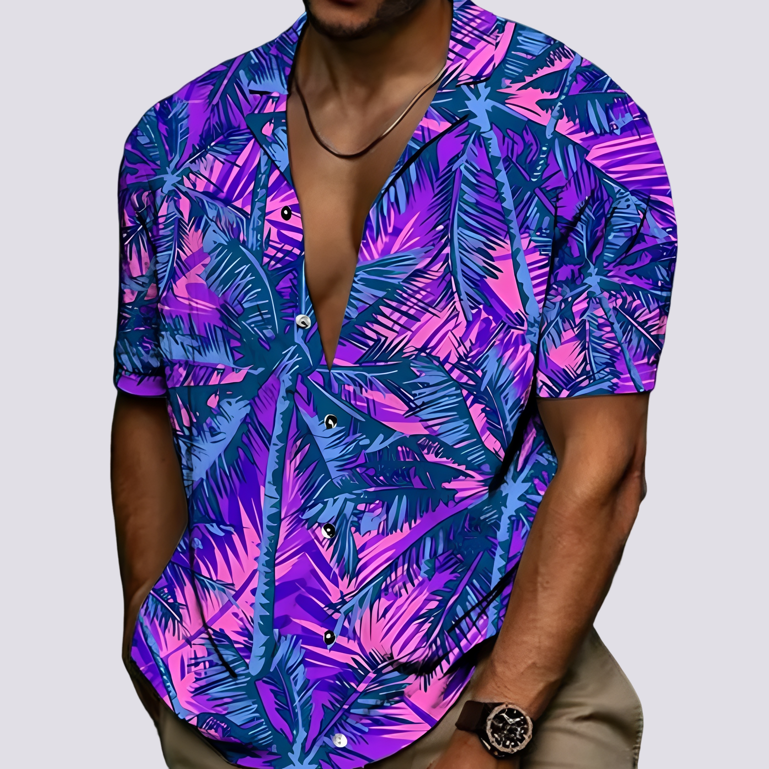 Philip - Trendy men's polo shirt with a Hawaiian design