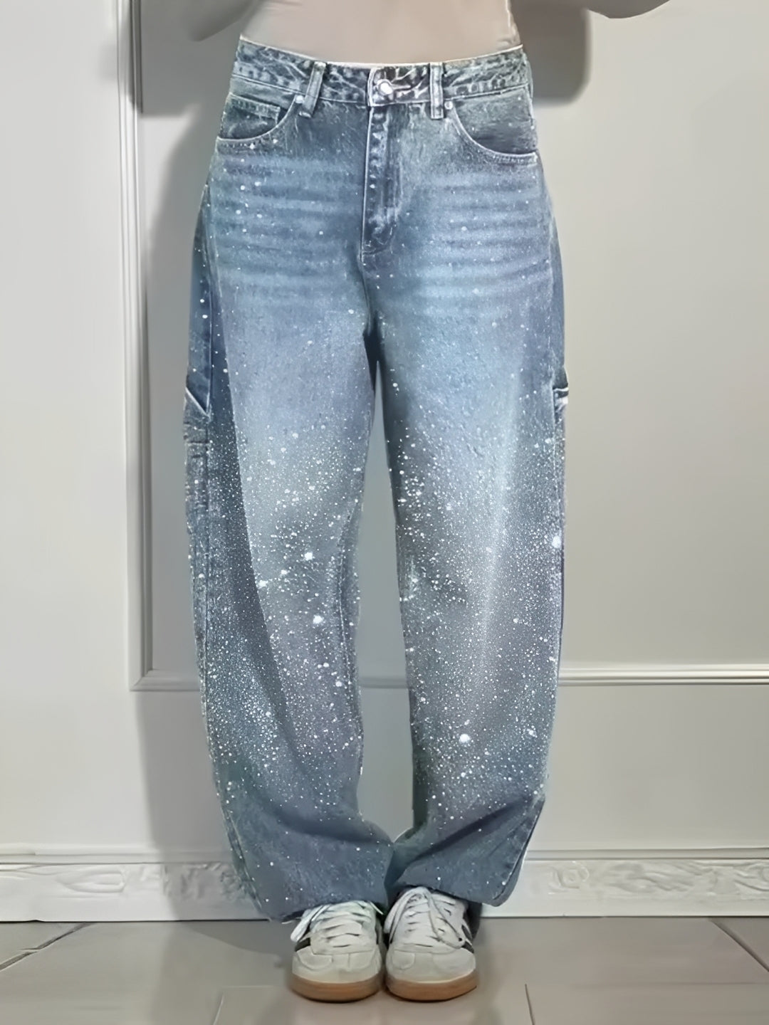 Sami - Fashionable Wide-Leg Jeans with Sparkle