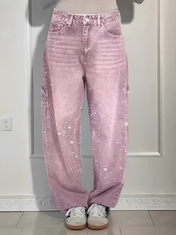 Sami - Fashionable Wide-Leg Jeans with Sparkle