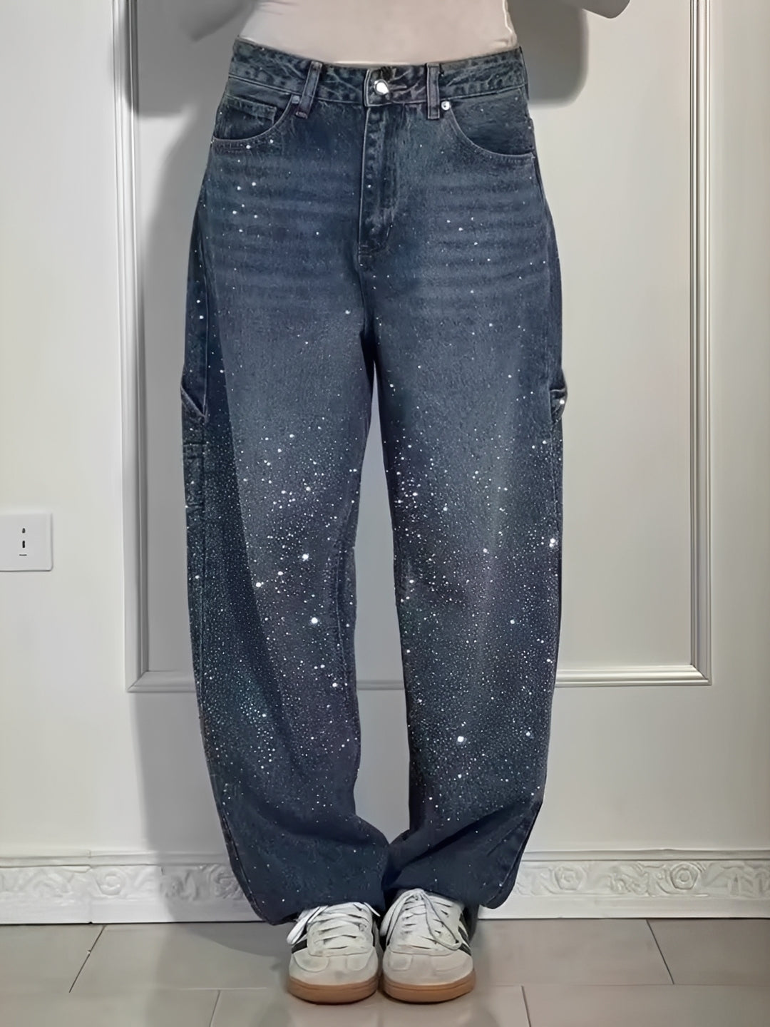 Sami - Fashionable Wide-Leg Jeans with Sparkle