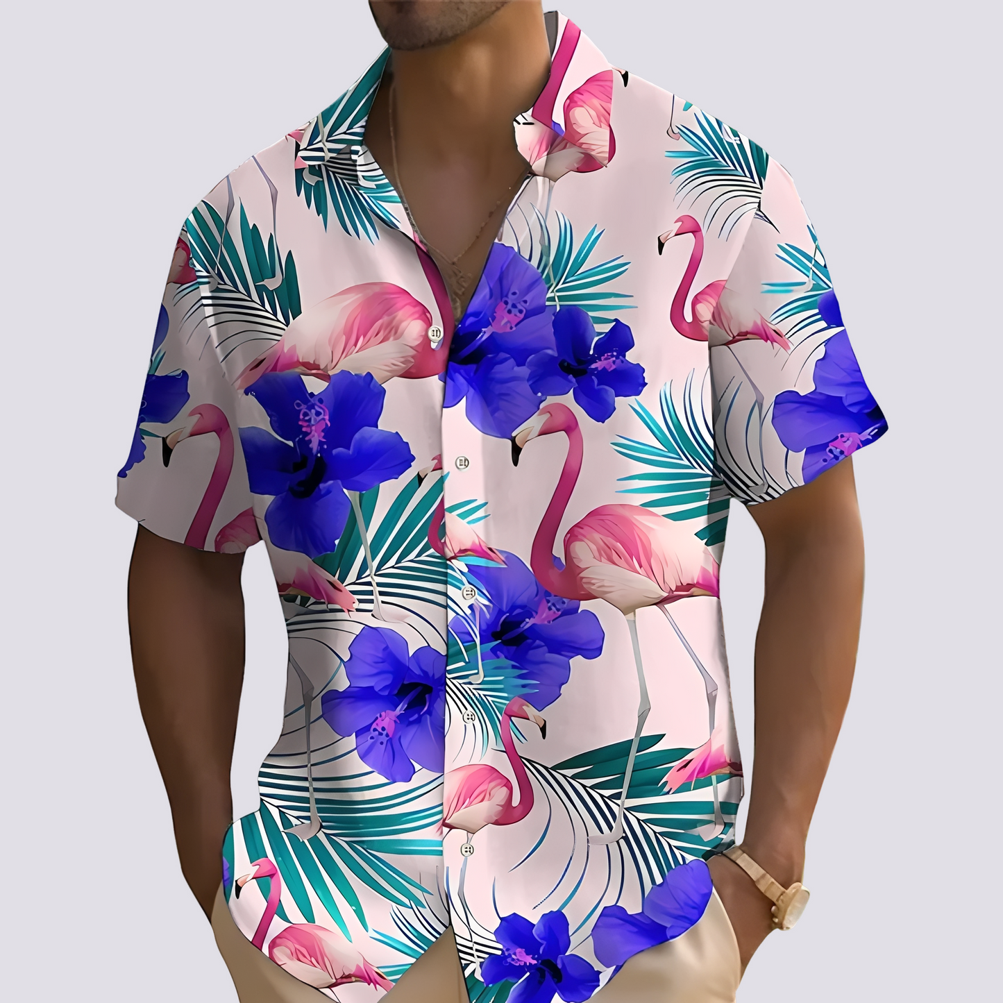 Philip - Trendy men's shirt with a Hawaiian design