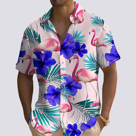 Philip - Trendy men's shirt with a Hawaiian design