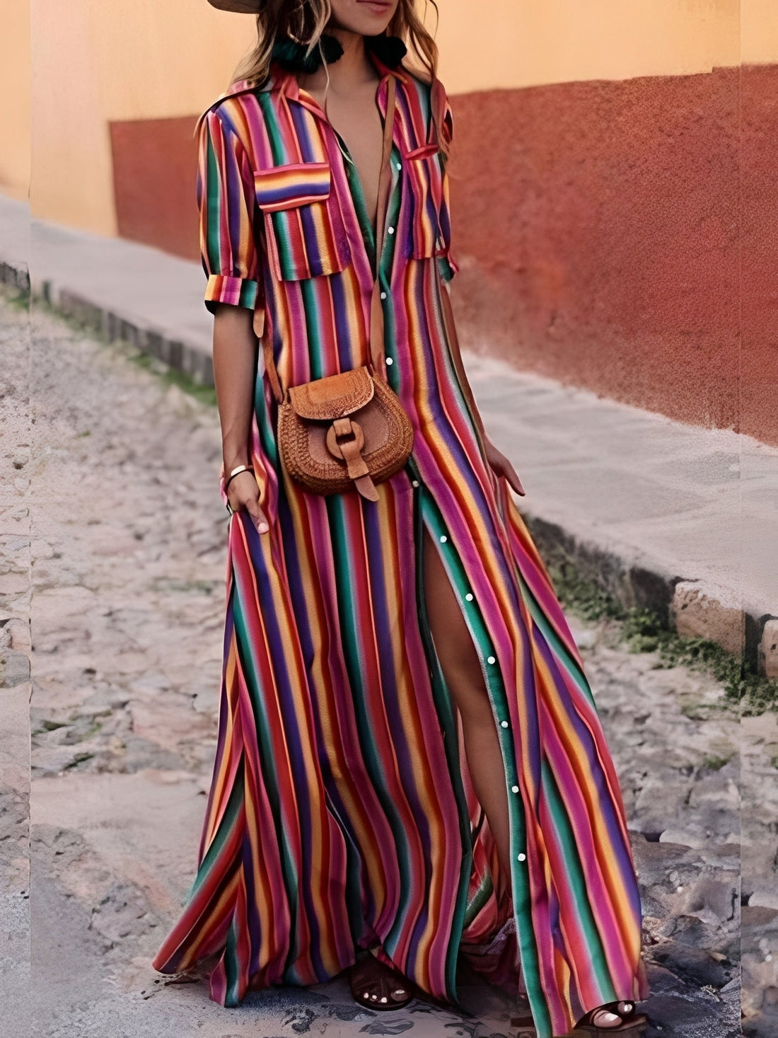 Samara - Stylish Striped Long Dress