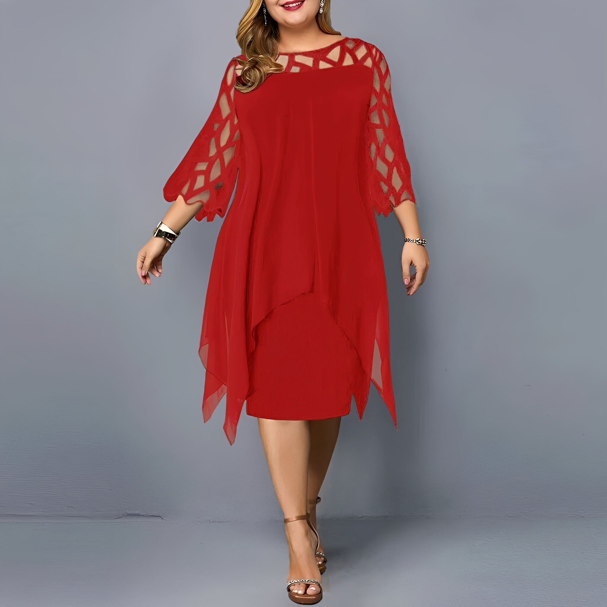 Eleanor - Fashionable Chiffon Midi Dress