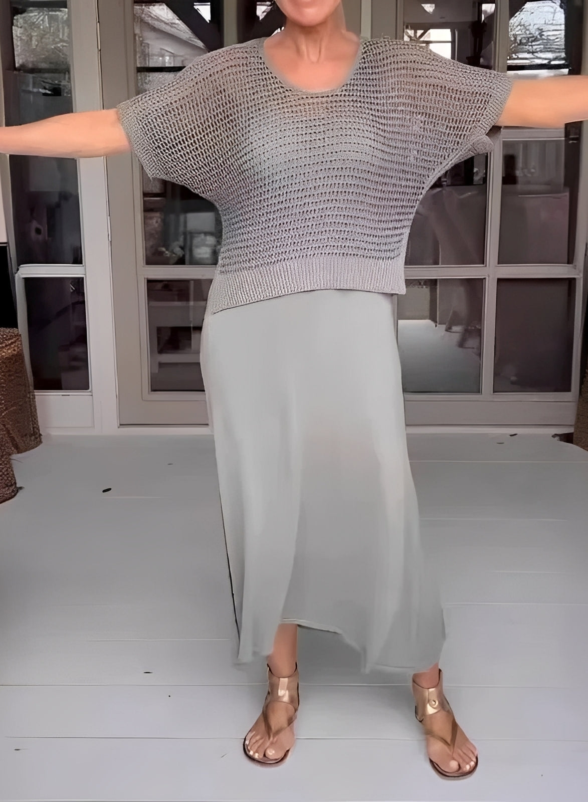 Darcie - Casual, perforated 2-piece set for women