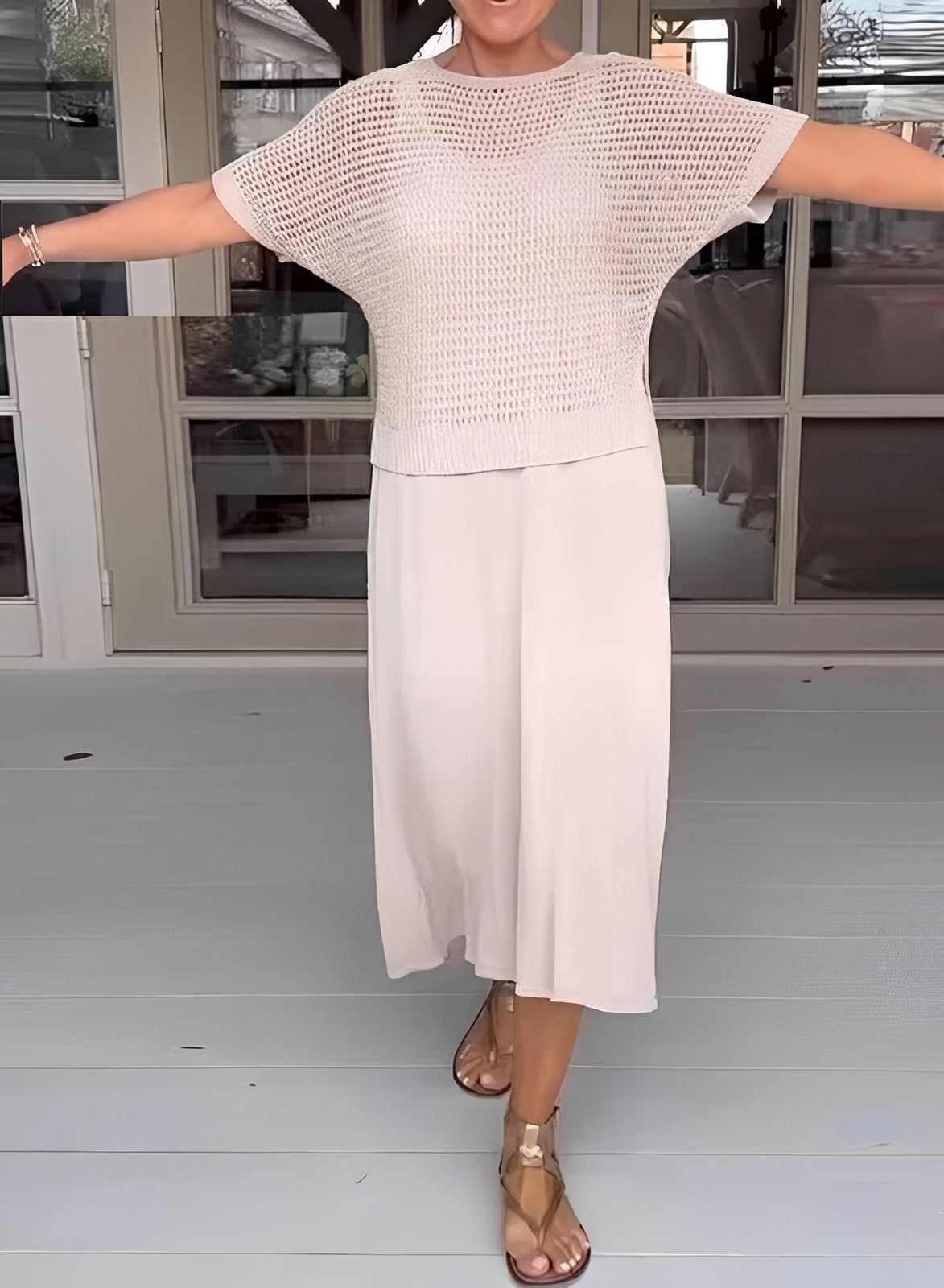 Darcie - Casual, perforated 2-piece set for women