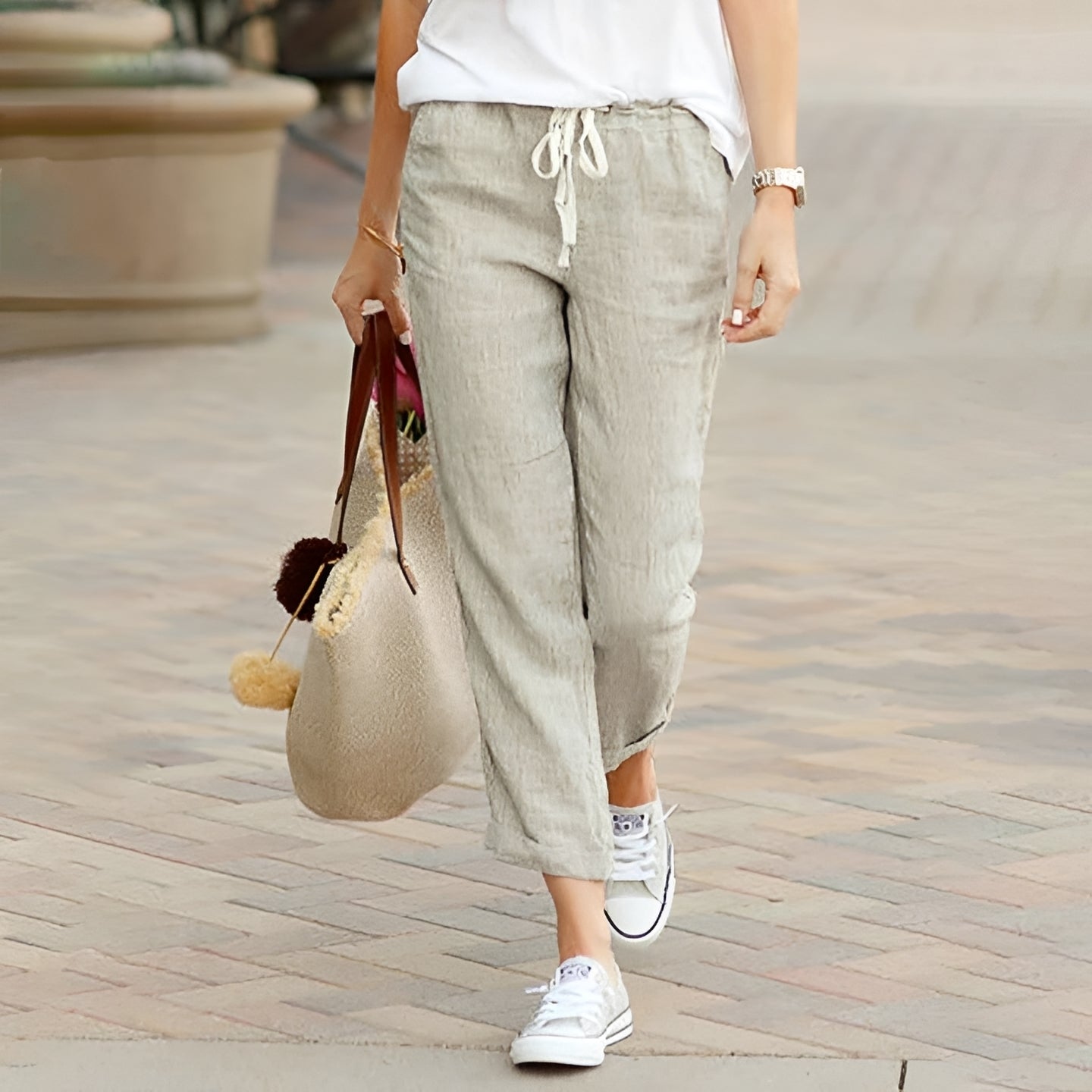 Kaci - Elastic Waist Relaxed Pants