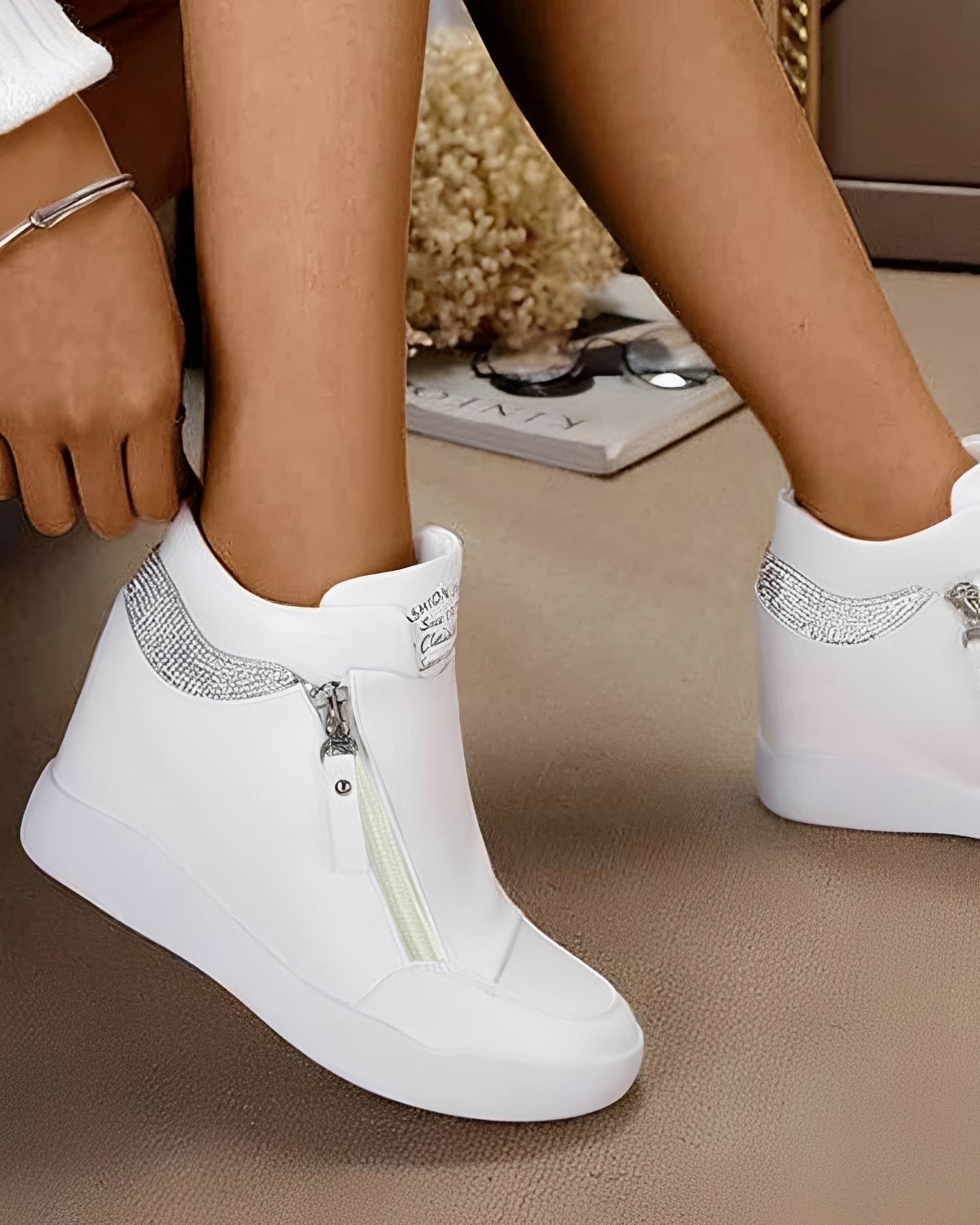 Vanessa - Stylish High Top Wedge Shoes