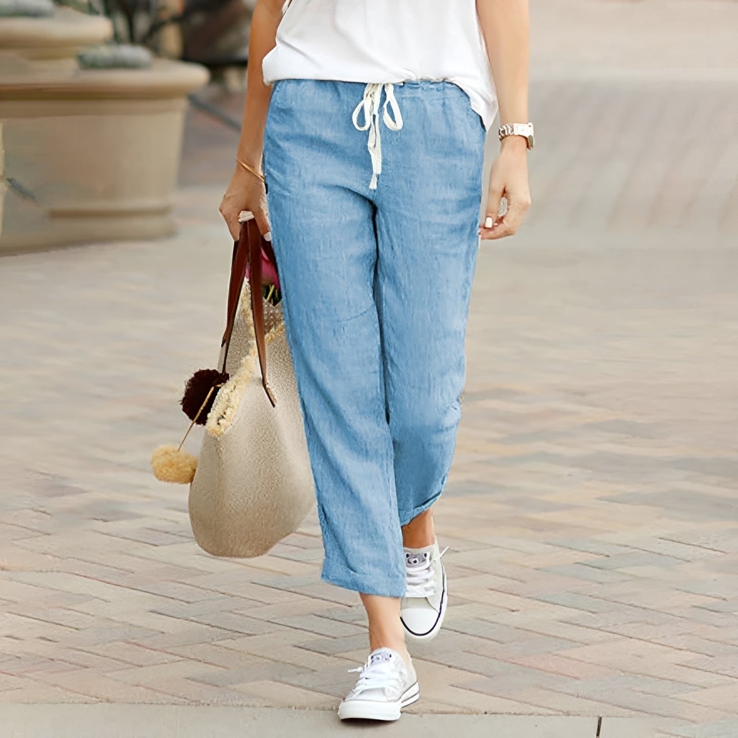 Kaci - Elastic Waist Relaxed Pants