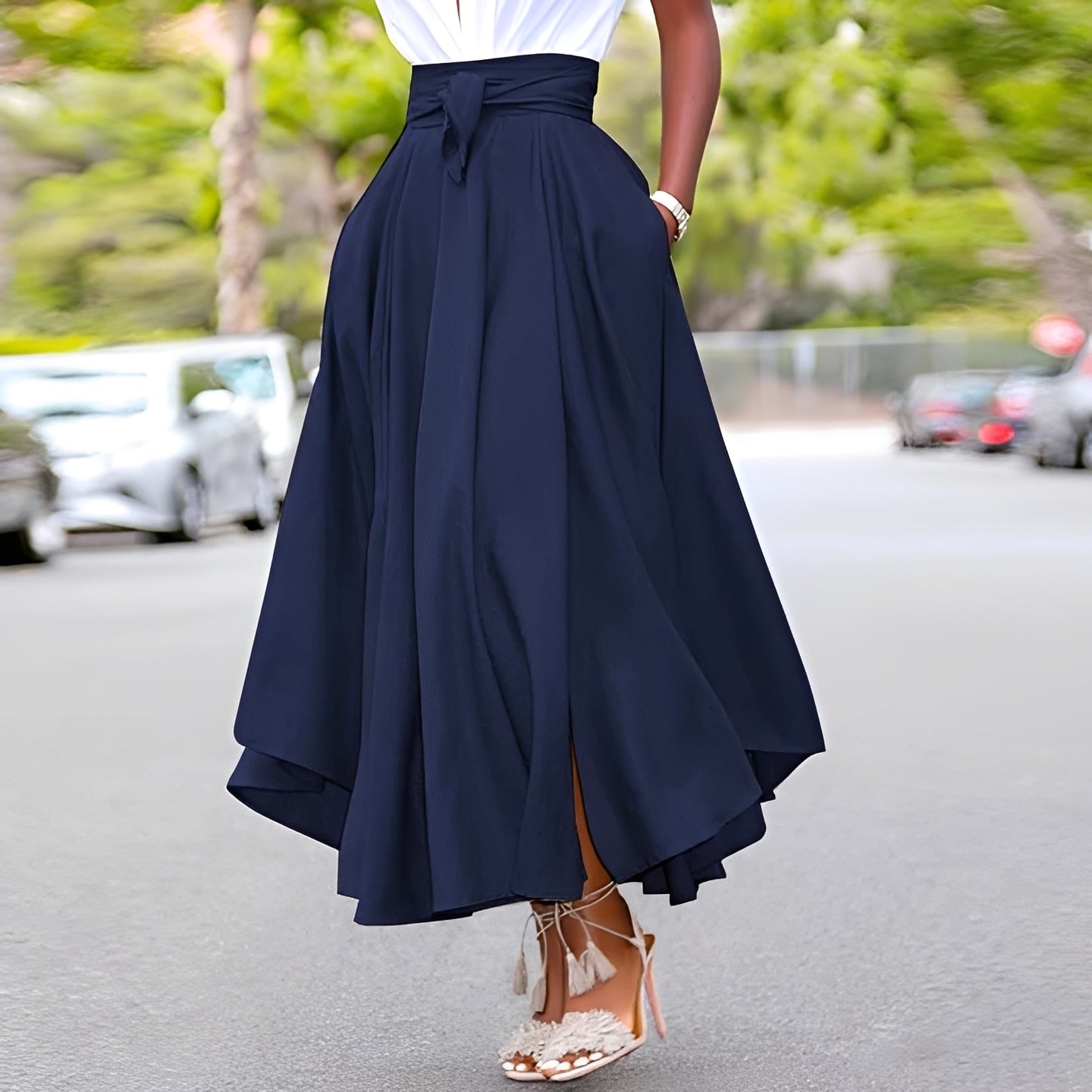 Sharmaine - Stylish Long Skirt with Pleats