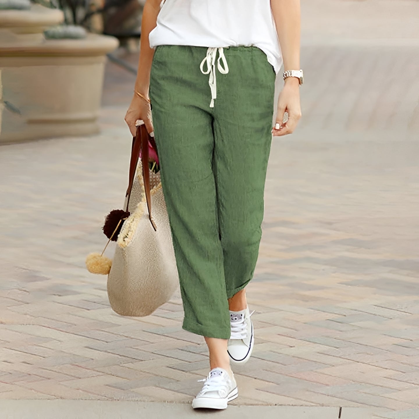 Kaci - Elastic Waist Relaxed Pants